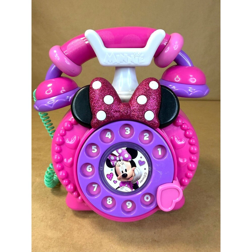 Disney Junior Minnie Mouse Ring Me Rotary Phone - Lights, Sounds & Phrases WORKS